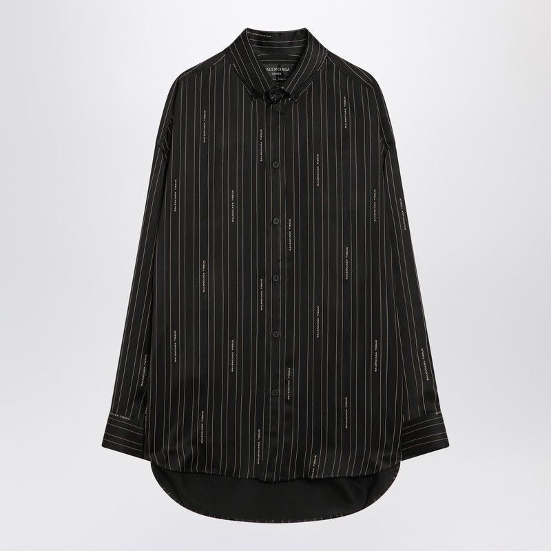 Balenciaga Tops? BALENCIAGA Pinstriped Button-Down Shirt for Women - FW25 Premium Designer Casual Top