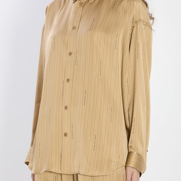 Balenciaga Tops? BALENCIAGA Satin Shirt with Striped Pattern - Relaxed Fit Elegant Everyday Designer Top