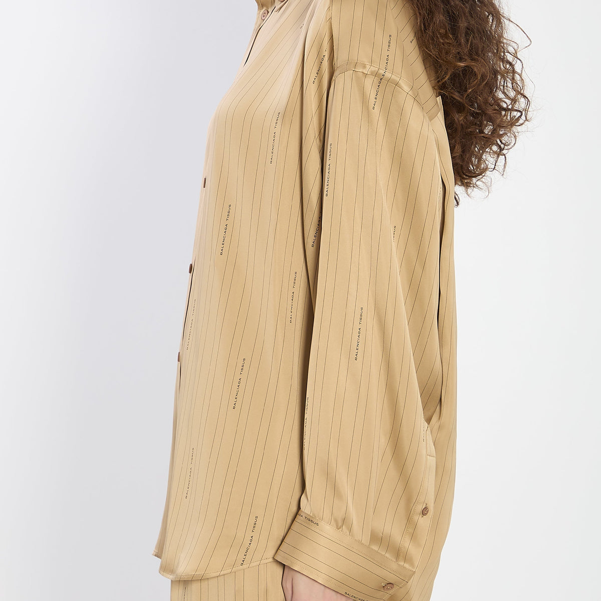 Balenciaga Tops? BALENCIAGA Satin Shirt with Striped Pattern - Relaxed Fit Elegant Everyday Designer Top