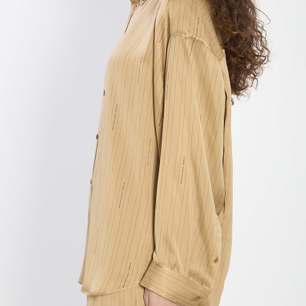 Balenciaga Tops? BALENCIAGA Satin Shirt with Striped Pattern - Relaxed Fit Elegant Everyday Designer Top
