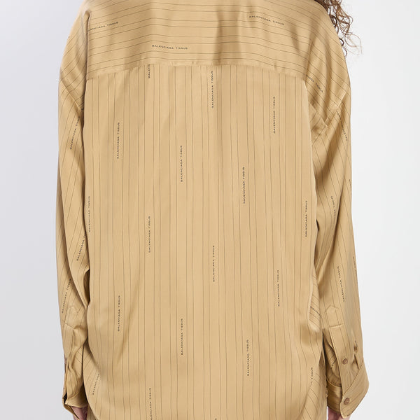 Balenciaga Tops? BALENCIAGA Satin Shirt with Striped Pattern - Relaxed Fit Elegant Everyday Designer Top