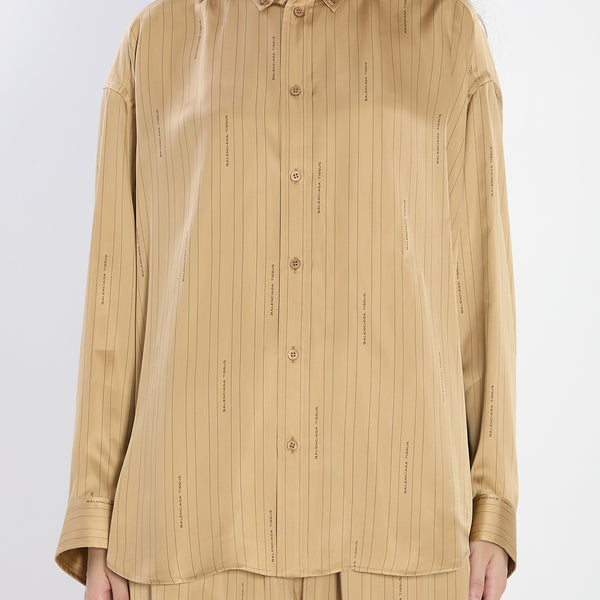 Balenciaga Tops? BALENCIAGA Satin Shirt with Striped Pattern - Relaxed Fit Elegant Everyday Designer Top
