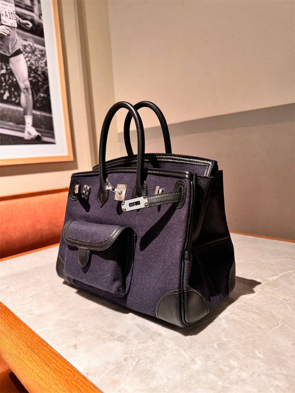 Side view of effortless structured handbag