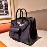Side view of effortless structured handbag