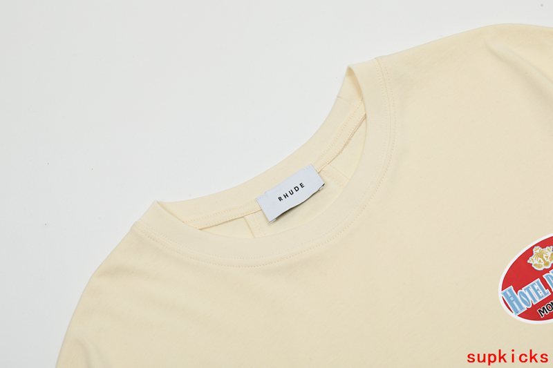 Side profile of Rhude luxury clothing with relaxed-fit cut