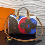 Side profile of signature polished women's handbag – women's luxury accessory