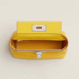 Side view of tailored structured handbag
