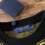 Full styled look of Louis Vuitton luxury clothing with logo-detail design
