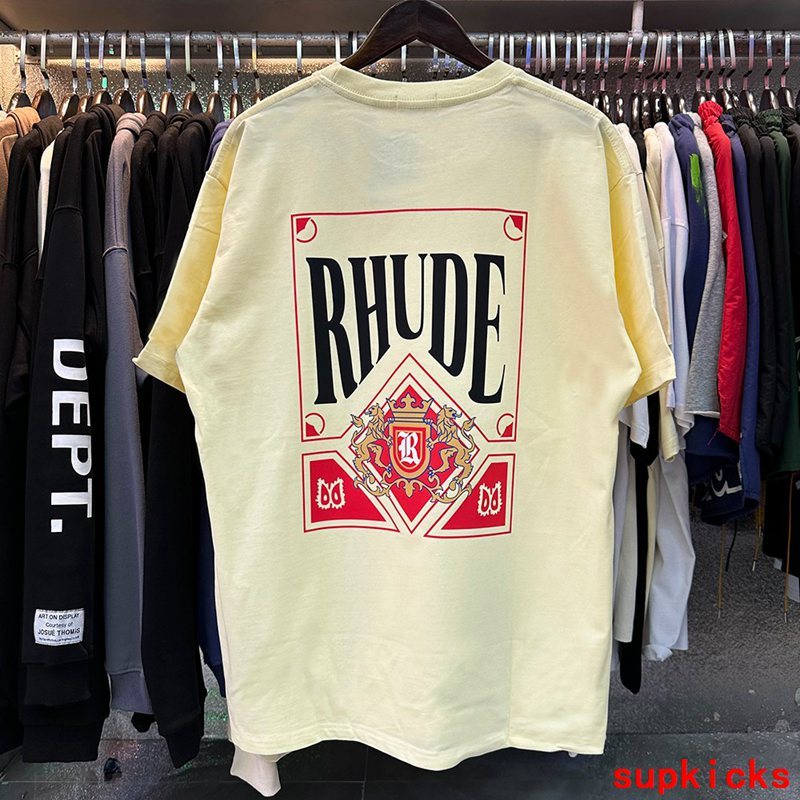 Side profile of Rhude luxury clothing with runway-inspired design