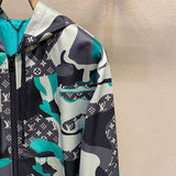 Close-up detail shot of Louis Vuitton luxury clothing with tailored silhouette