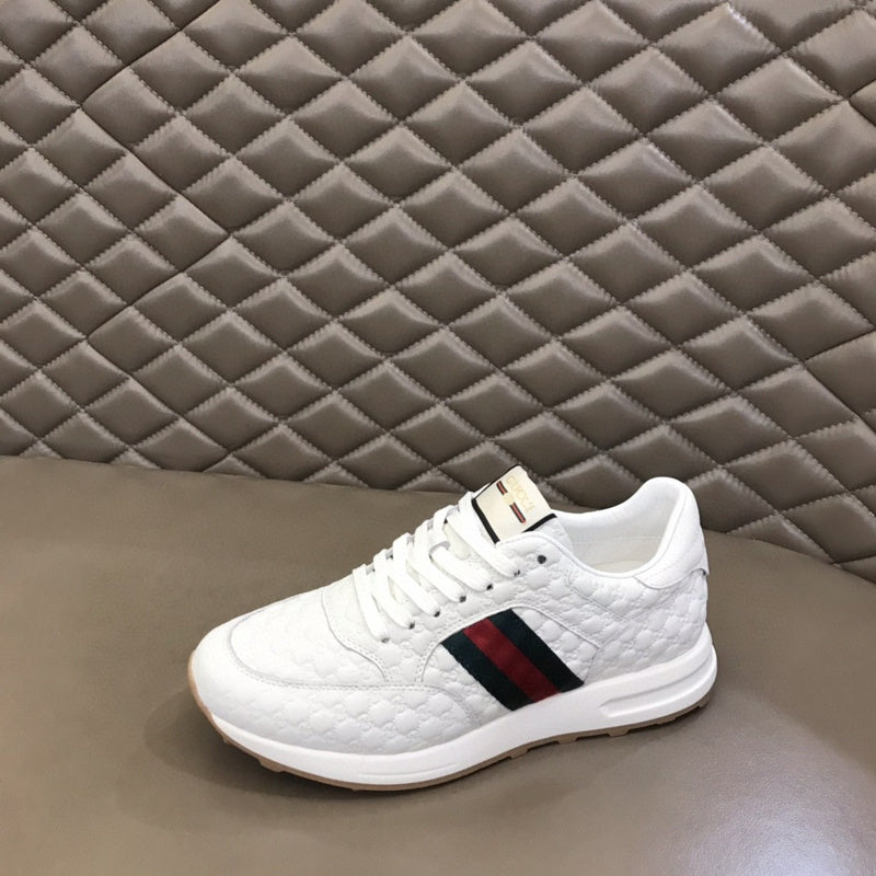 Gucci soft grey luxury sneakers view 6 bold athletic profile