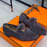 Hermes shoes Style 399 - close-up of handcrafted italian detailing (alternate angle)