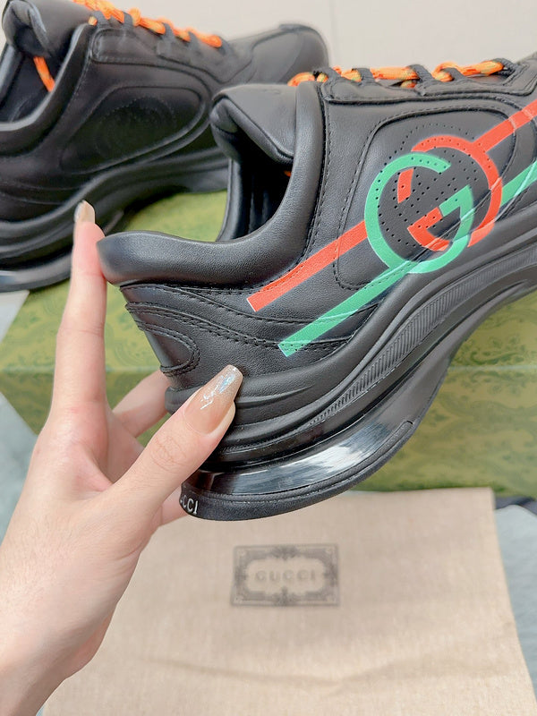 Gucci all-black luxury sneakers view 7 heritage-inspired look