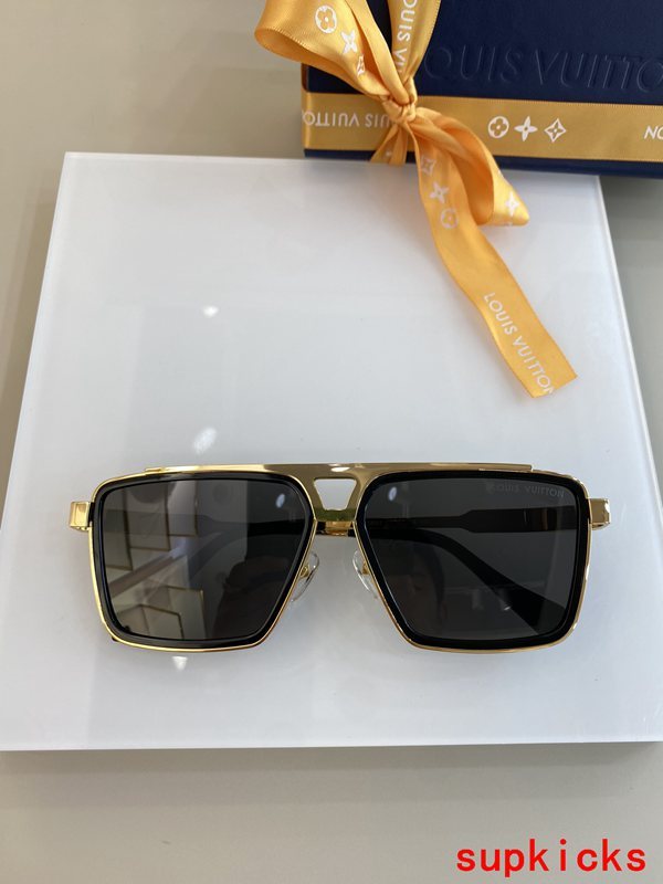 Close-up detail view of Louis Vuitton unisex sunglasses