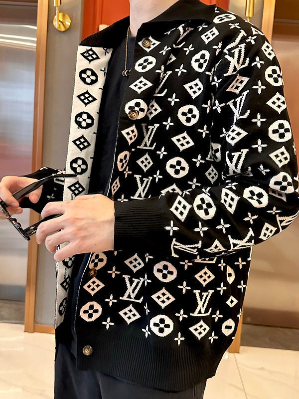 Close-up detail shot of Louis Vuitton luxury clothing with runway-inspired design