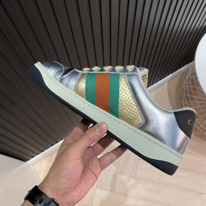 Gucci clean off-white luxury sneakers view 8 bold athletic profile