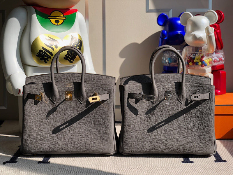 Side view of polished structured handbag