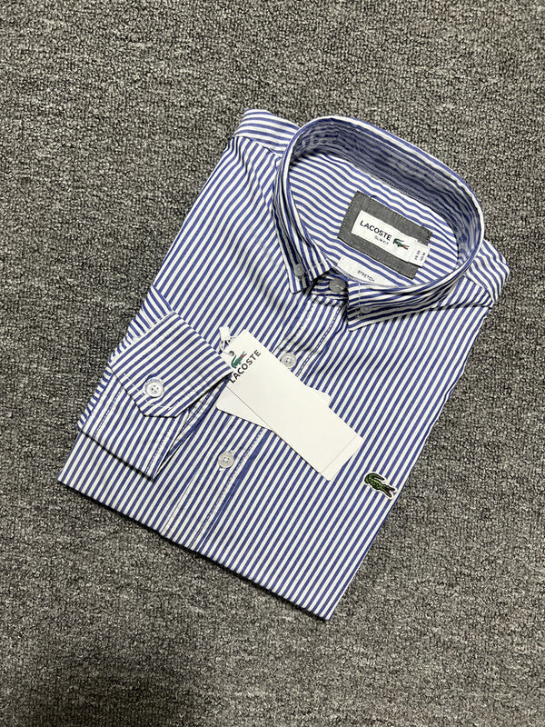 Full styled look of Lacoste luxury clothing with monogram-inspired silhouette
