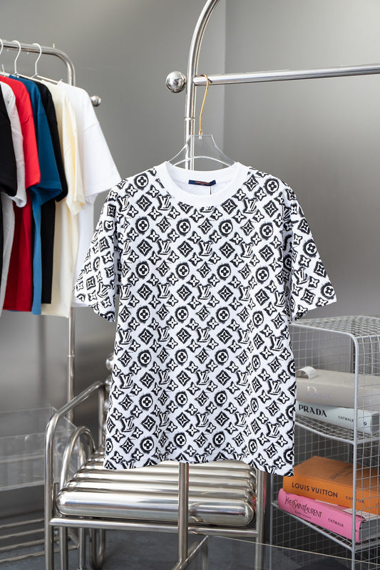 Front view of Louis Vuitton cotton t-shirt with monogram-inspired silhouette