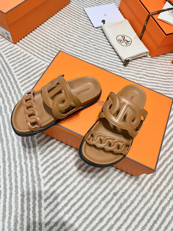 Hermès Grey Ankle Strap Sandals - Sole Detail View
