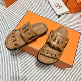 Hermès Grey Ankle Strap Sandals - Sole Detail View