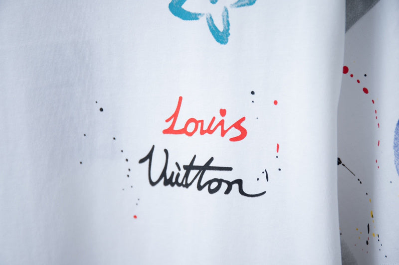 Flat lay presentation of Louis Vuitton cotton t-shirt with monogram-inspired silhouette