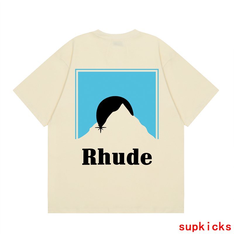 Front view of Rhude luxury clothing with tailored silhouette