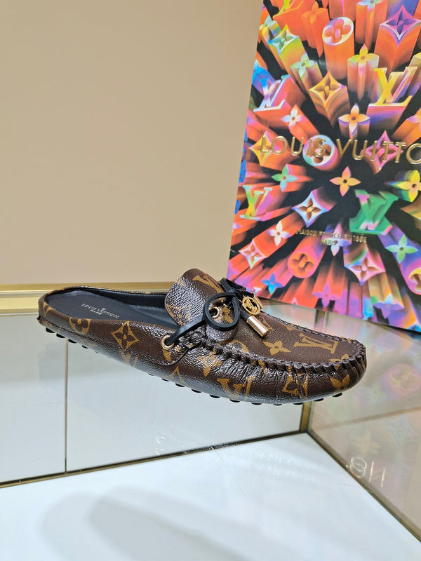Louis Vuitton Tan Pointed-Toe Flats - Side Profile View