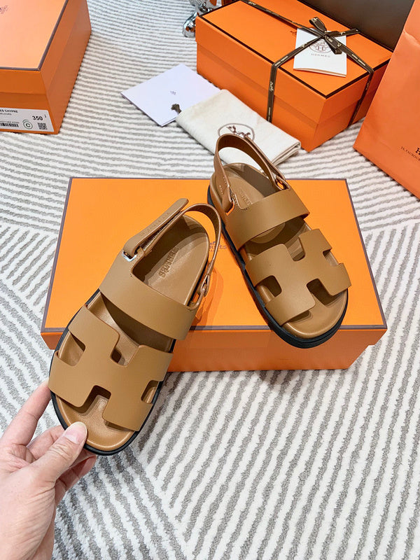 Hermès Black Block Heel Sandals - Sole Detail View