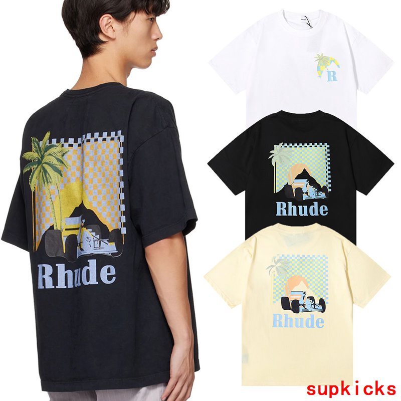 Back view of Rhude luxury clothing with runway-inspired design