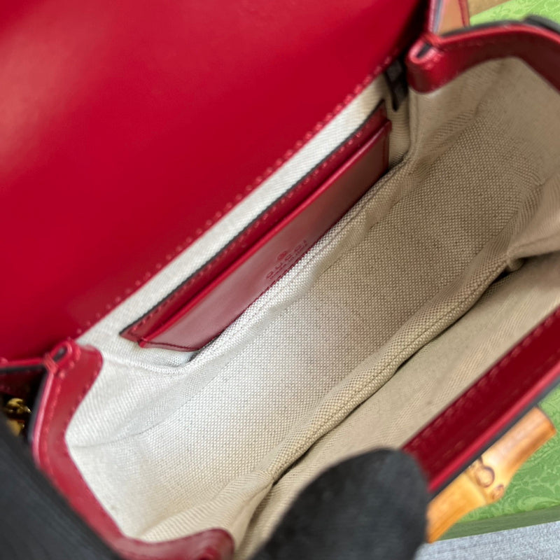 Side view of considered structured handbag
