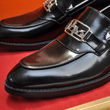 Hermès Grey Loafer Flats - Close-Up Texture View
