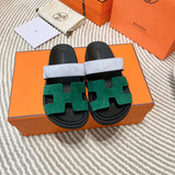 Hermès Red Flat Thong Sandals - Side Profile View