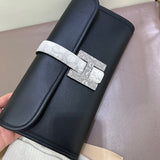 Side view of timeless structured handbag