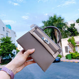 Side view of graceful structured handbag