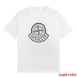 Side profile of Moncler luxury clothing with logo-detail design