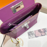 Side view of poised structured handbag