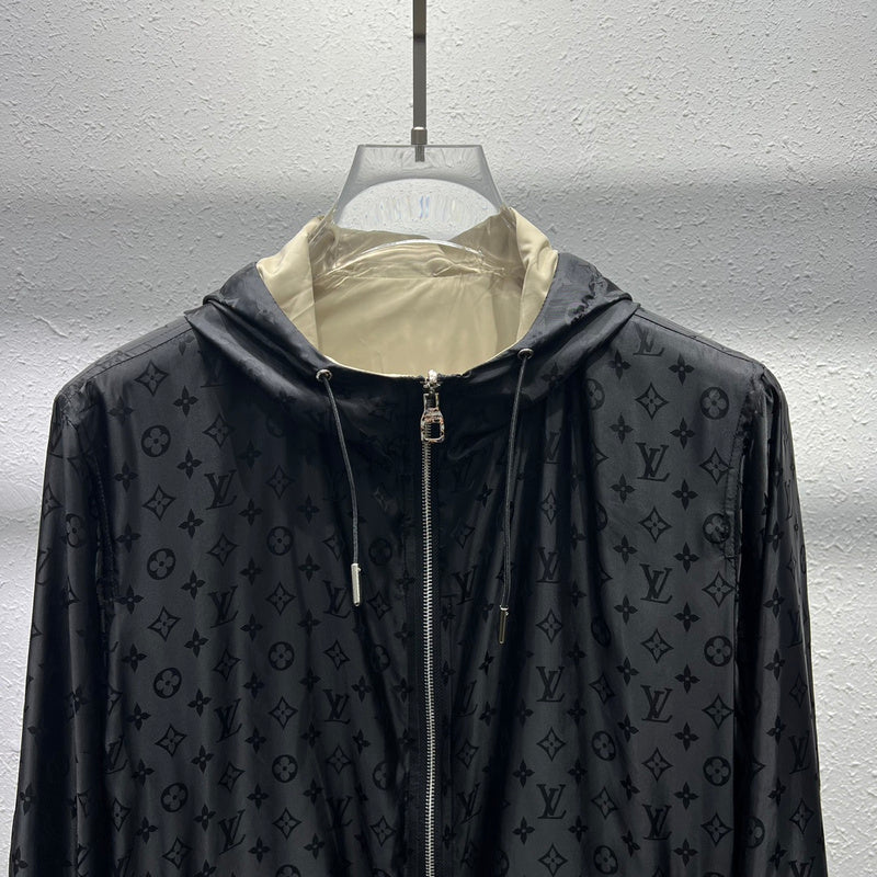 Side profile of Louis Vuitton luxury clothing with runway-inspired design