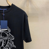 Full styled look of Louis Vuitton cotton t-shirt with signature branding
