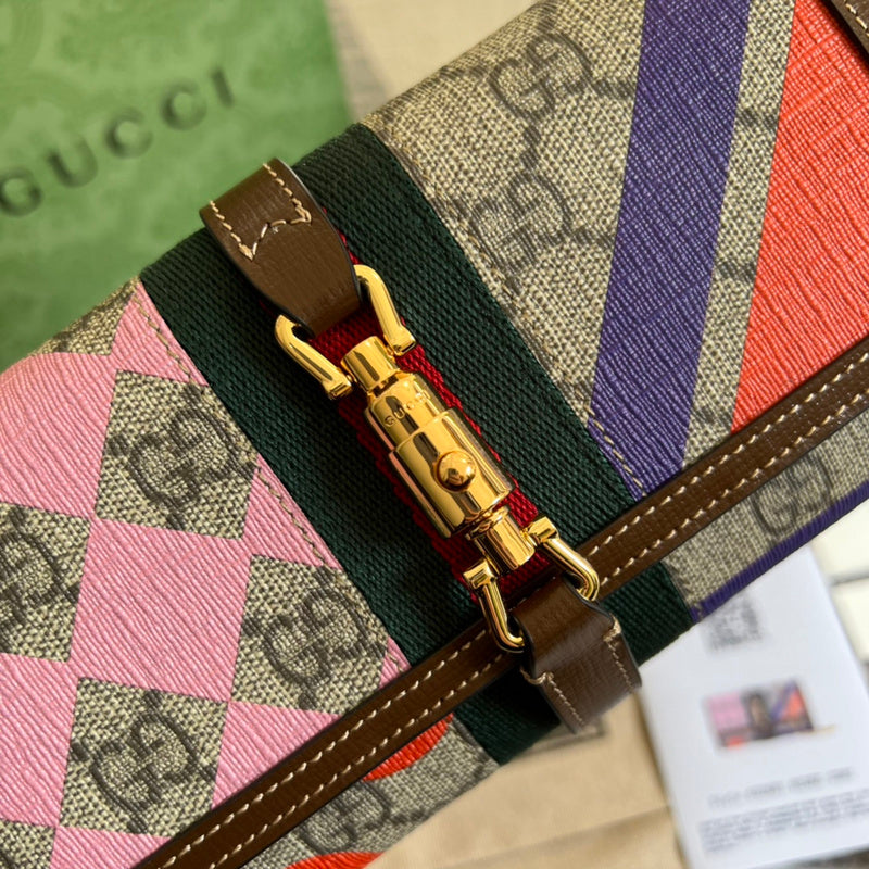 Back view of polished signature women's handbag – women's statement bag