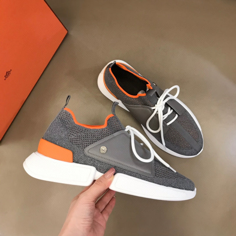Hermès Tan Chunky Platform Sneakers - Front View