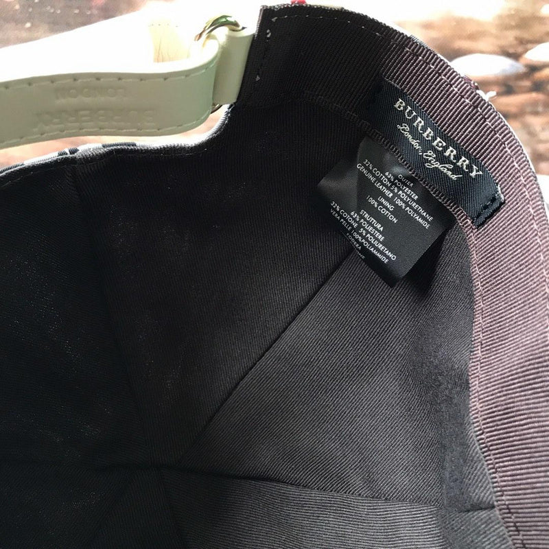 Close-up detail view of Burberry unisex cap