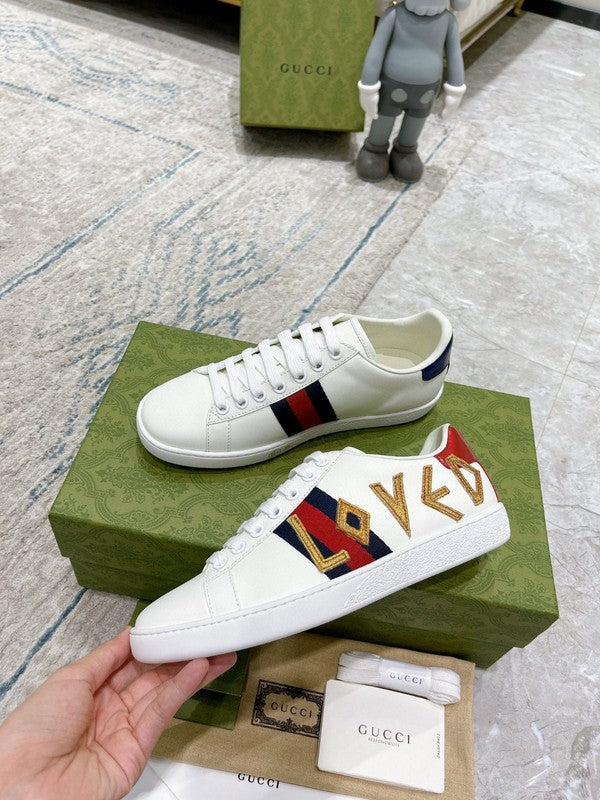 Gucci fresh white-and-black luxury sneakers view 6 breathable knit upper