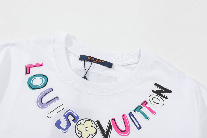 Close-up detail shot of Louis Vuitton cotton t-shirt with contemporary cut