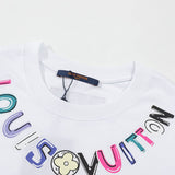 Close-up detail shot of Louis Vuitton cotton t-shirt with contemporary cut