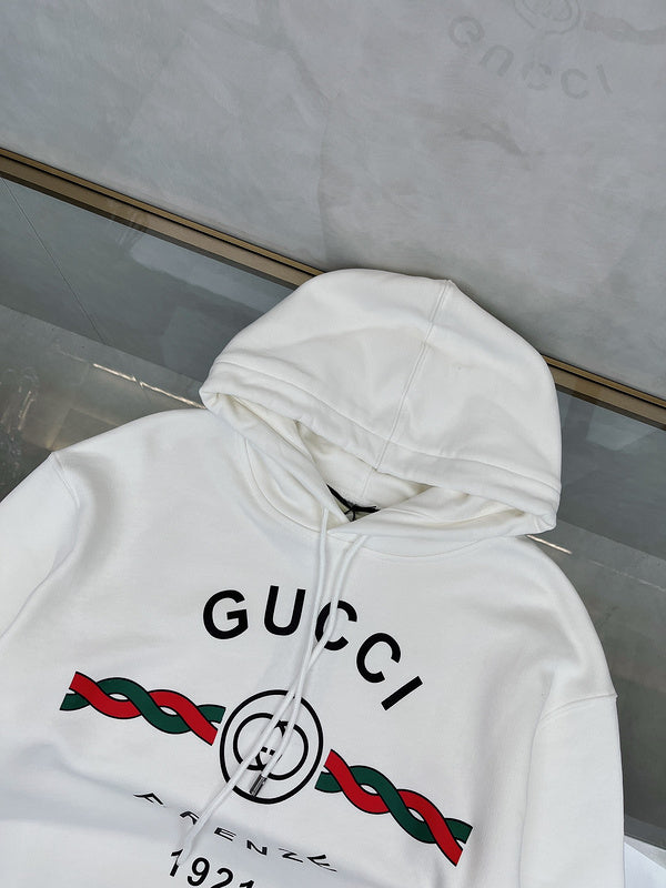 Side profile of Gucci luxury clothing with logo-detail design