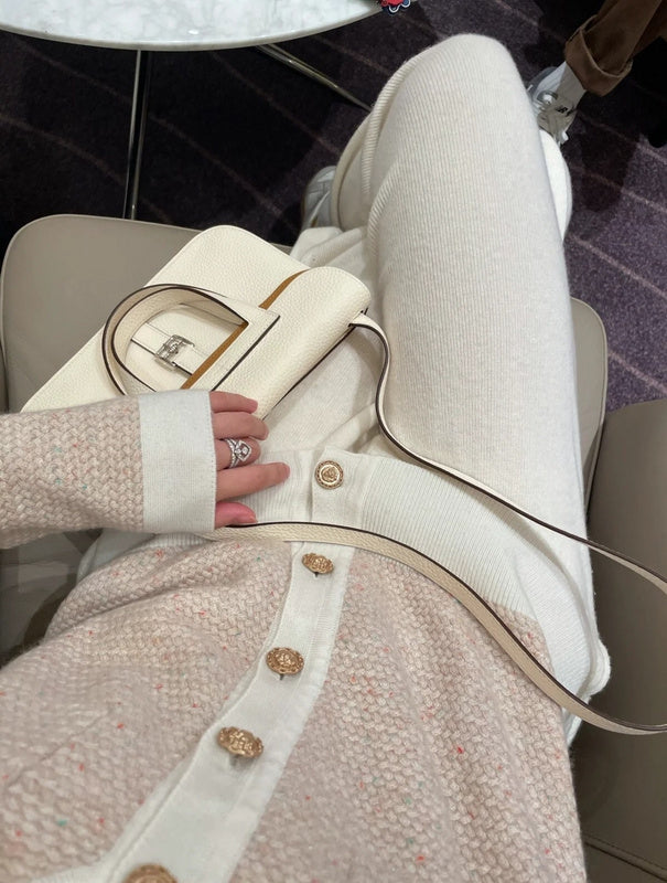 Side view of crisp structured handbag