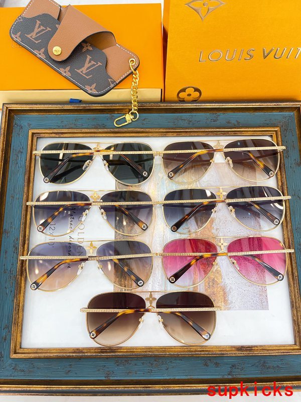 Close-up detail view of Louis Vuitton unisex sunglasses