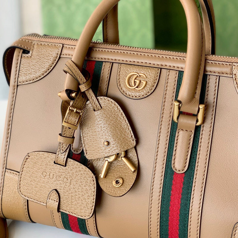 Side profile of statement polished women's handbag – women's everyday handbag