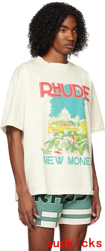 Side profile of Rhude luxury clothing with relaxed-fit cut